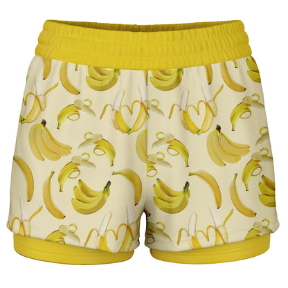 Game Set Snack - Bananas - Women's 2-in-1 Shorts