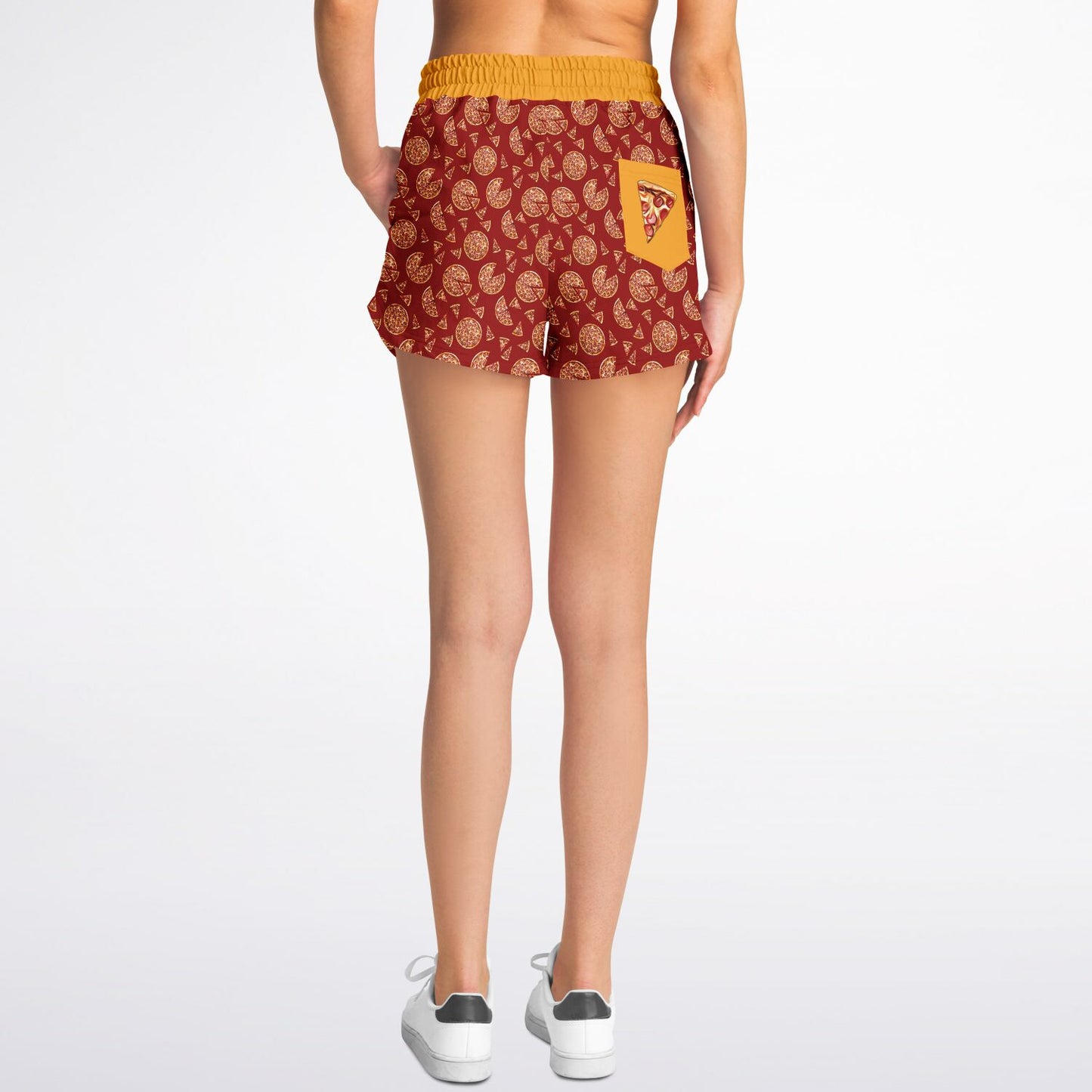 Game Set Snack - Pizza Red Remix - Women's Loose Athletic Shorts