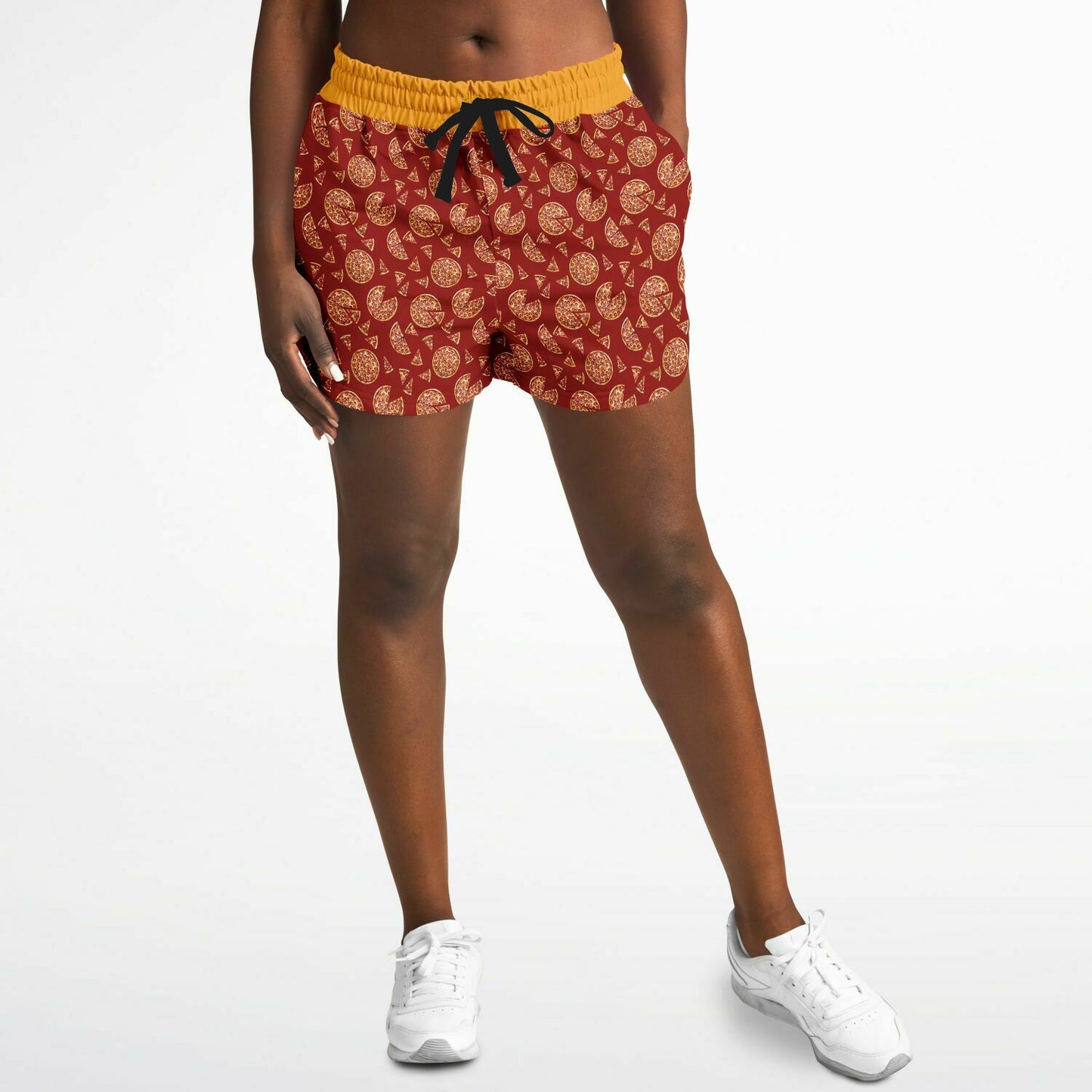 Game Set Snack - Pizza Red Remix - Women's Loose Athletic Shorts