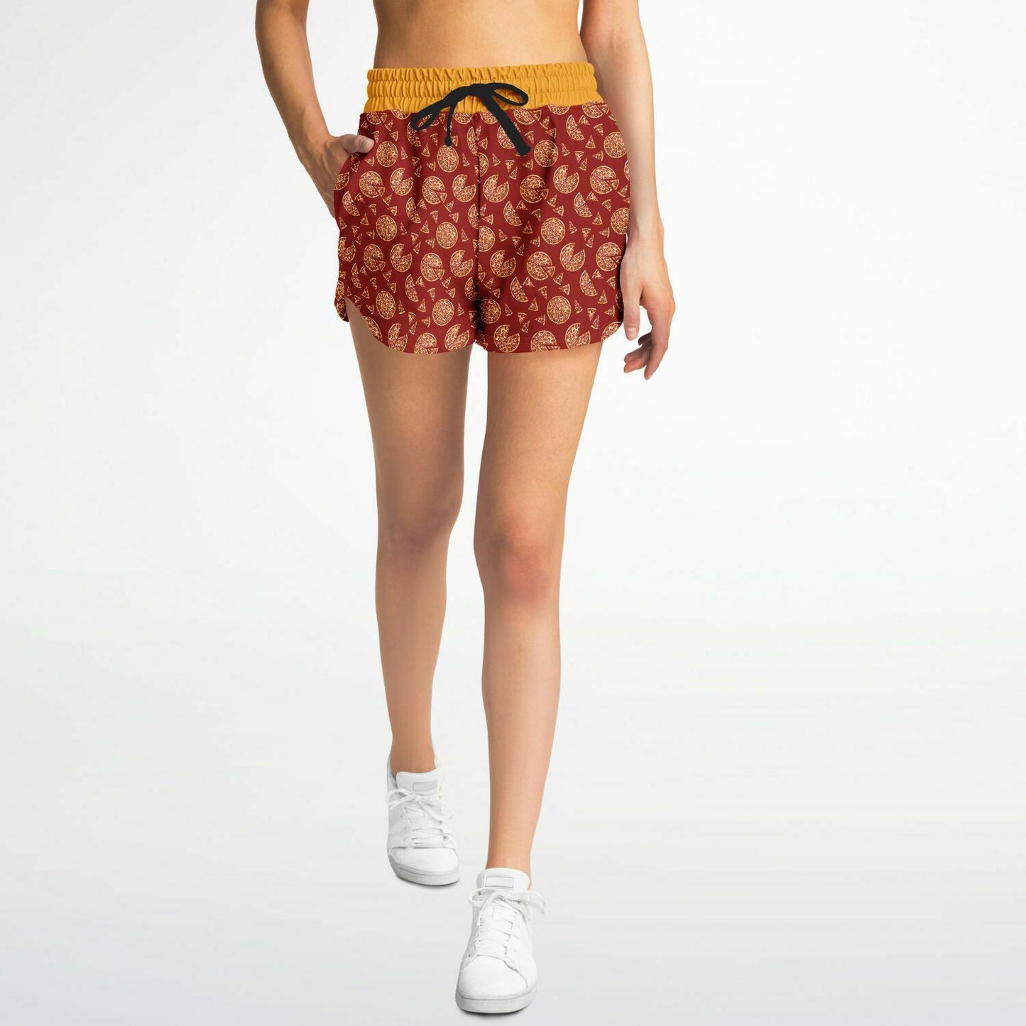 Game Set Snack - Pizza Red Remix - Women's Loose Athletic Shorts