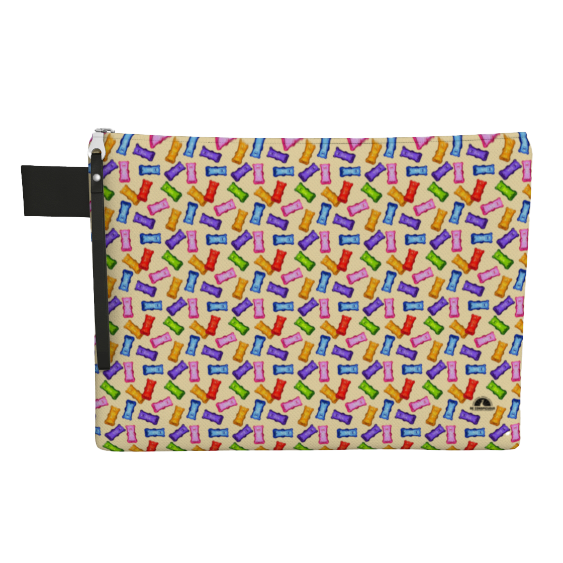 Carry-all bag for travel, laptop, books, or tablets, with a colorful gummybear design.