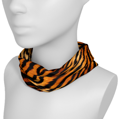 Headband or neckgaiter with a tiger print. Great for running, hiking, or working out. 