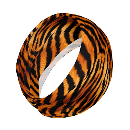 Headband or neckgaiter with a tiger print. Great for running, hiking, or working out. 