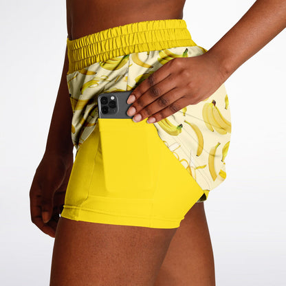 Game Set Snack - Bananas - Women's 2-in-1 Shorts