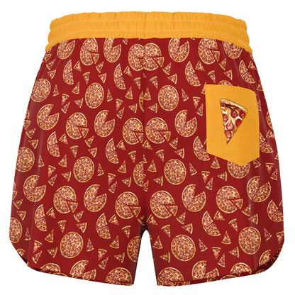 Game Set Snack - Pizza Red Remix - Women's Loose Athletic Shorts