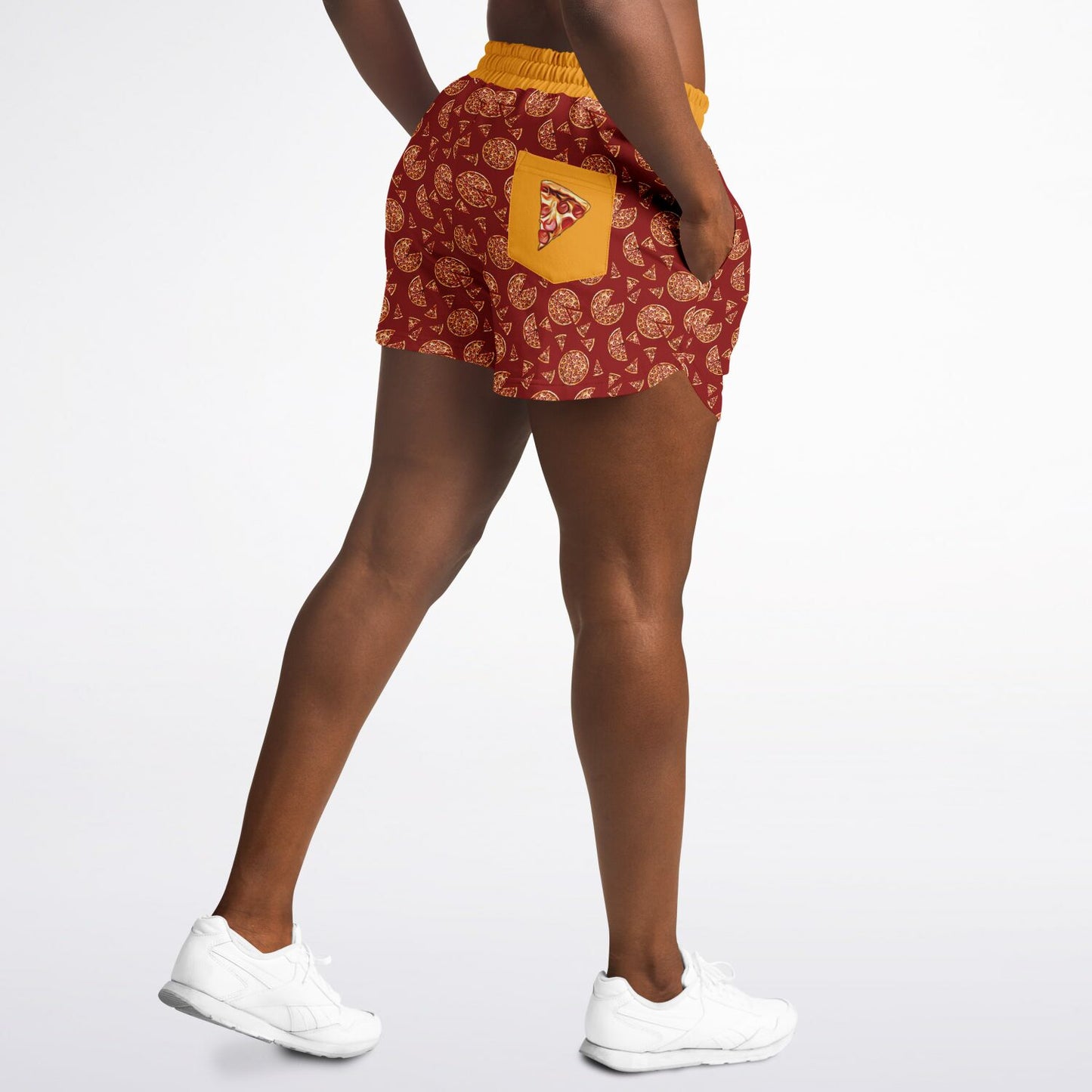 Game Set Snack - Pizza Red Remix - Women's Loose Athletic Shorts